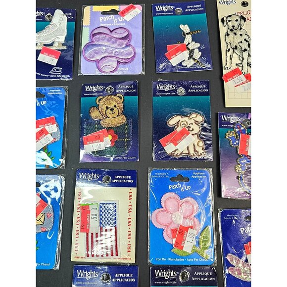Lot Of 16 Assorted Wrights Iron-On Appliques Patch Up Embroidery Assortment - Picture 4 of 14